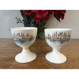 Johnson Brothers Old Mill Egg Cups Vintage England Transferware Farmhouse‎ Decor